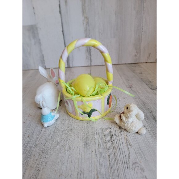 Vintage Easter bunny egg variety basket Springs set home decor figure - Picture 2 of 8